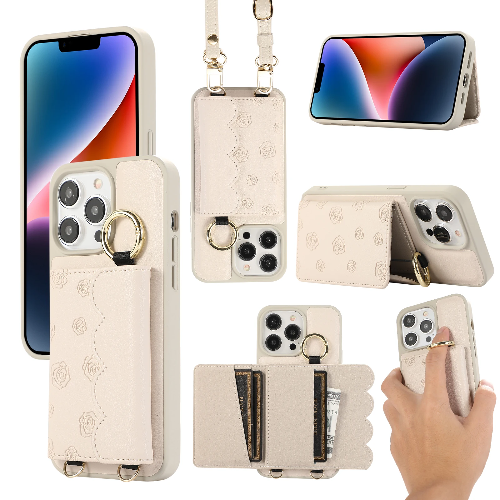 3D Rose Flower Lichee Pattern Card Slot Crossbody Wallet Case for iPhone 15 Pro Max 14 Plus 13 Pro 12 11 Phone Holder Cover Etui
3D Rose Flower Lichee Pattern Card Slot Crossbody Wallet Case for iPhone 15 Pro Max 14 Plus 13 Pro 12 11 Phone Holder Cover Etui