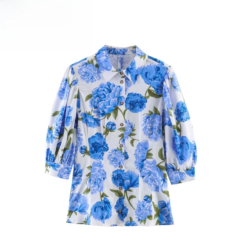 Faionable Floral Print irts Women's Polyester Fiber Breathable Skin-Friendly Seven-Quarter Sve Blouse Versatile Sle
Faionable Floral Print irts Women's Polyester Fiber Breathable Skin-Friendly Seven-Quarter Sve Blouse Versatile Sle