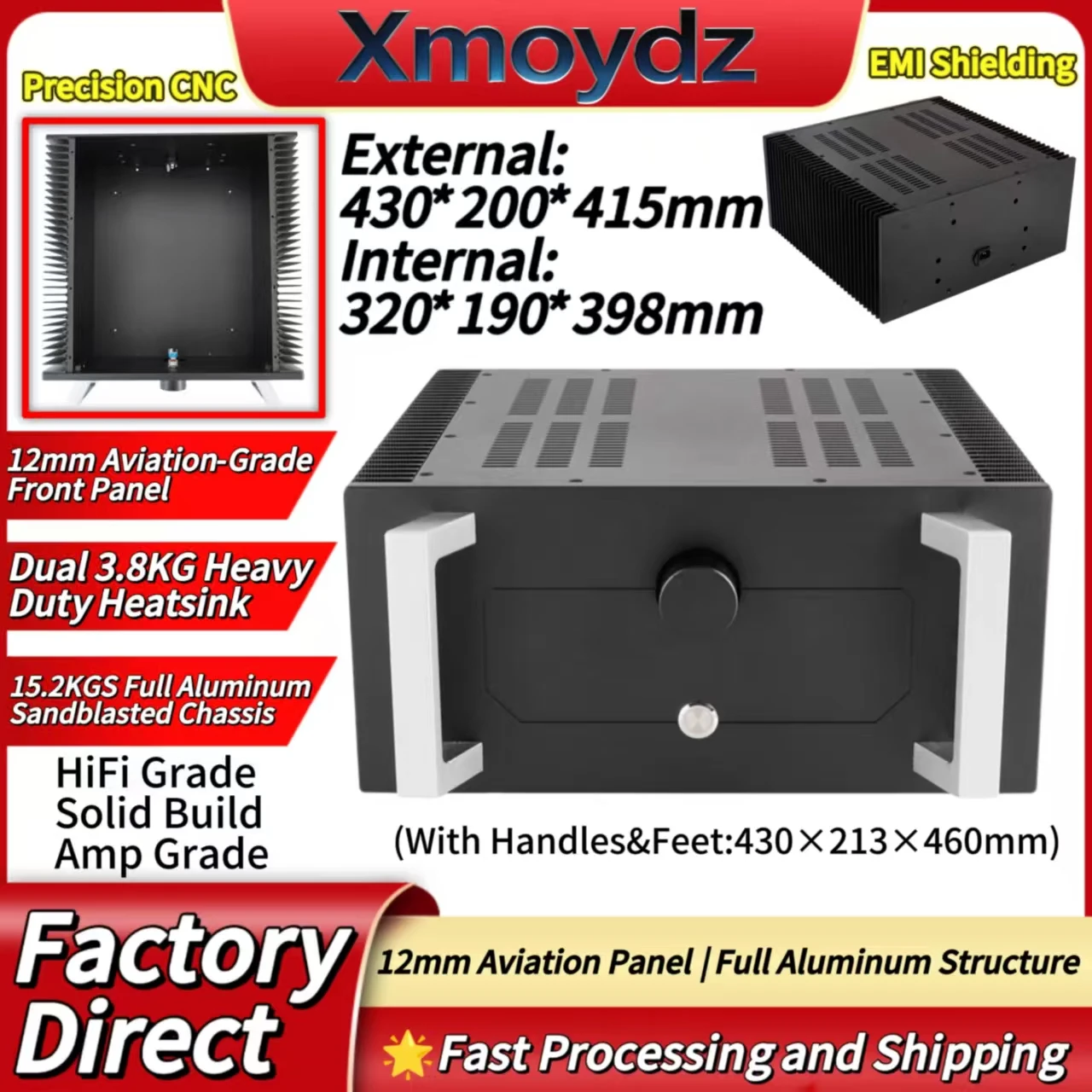 Корпус для Hi-Fi усилителя DIY из алюминия, 430*200*415 мм, класс A, с двойным охлаждением сзади, внутренний размер 320*190*398 мм
Корпус для Hi-Fi усилителя DIY из алюминия, 430*200*415 мм, класс A, с двойным охлаждением сзади, внутренний размер 320*190*398 мм