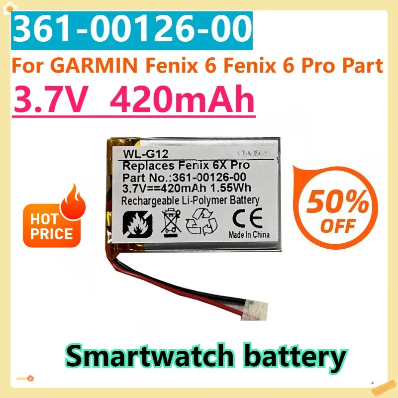For GARMIN Fenix 6 Fenix 6 Pro Part 3.7V 420mAh 361-00126-00 Replacement Battery 
For GARMIN Fenix 6 Fenix 6 Pro Part 3.7V 420mAh 361-00126-00 Replacement Battery