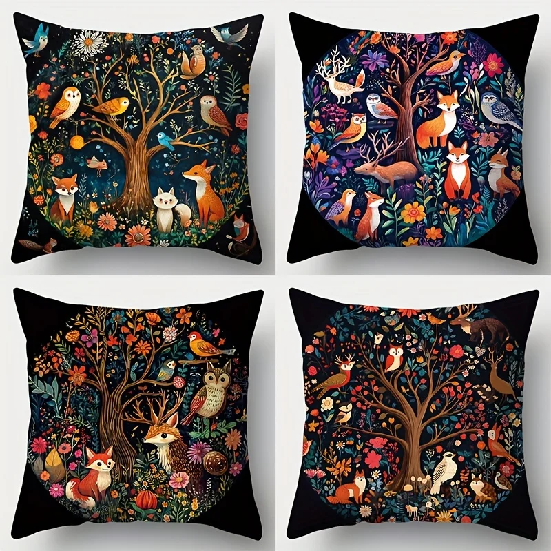 4Pcs Farmhouse Throw Pillow Covers Vintage Folk Woodland Creature Floral Tree Pattern Cushion Cases for Study Lounge Decor
4Pcs Farmhouse Throw Pillow Covers Vintage Folk Woodland Creature Floral Tree Pattern Cushion Cases for Study Lounge Decor