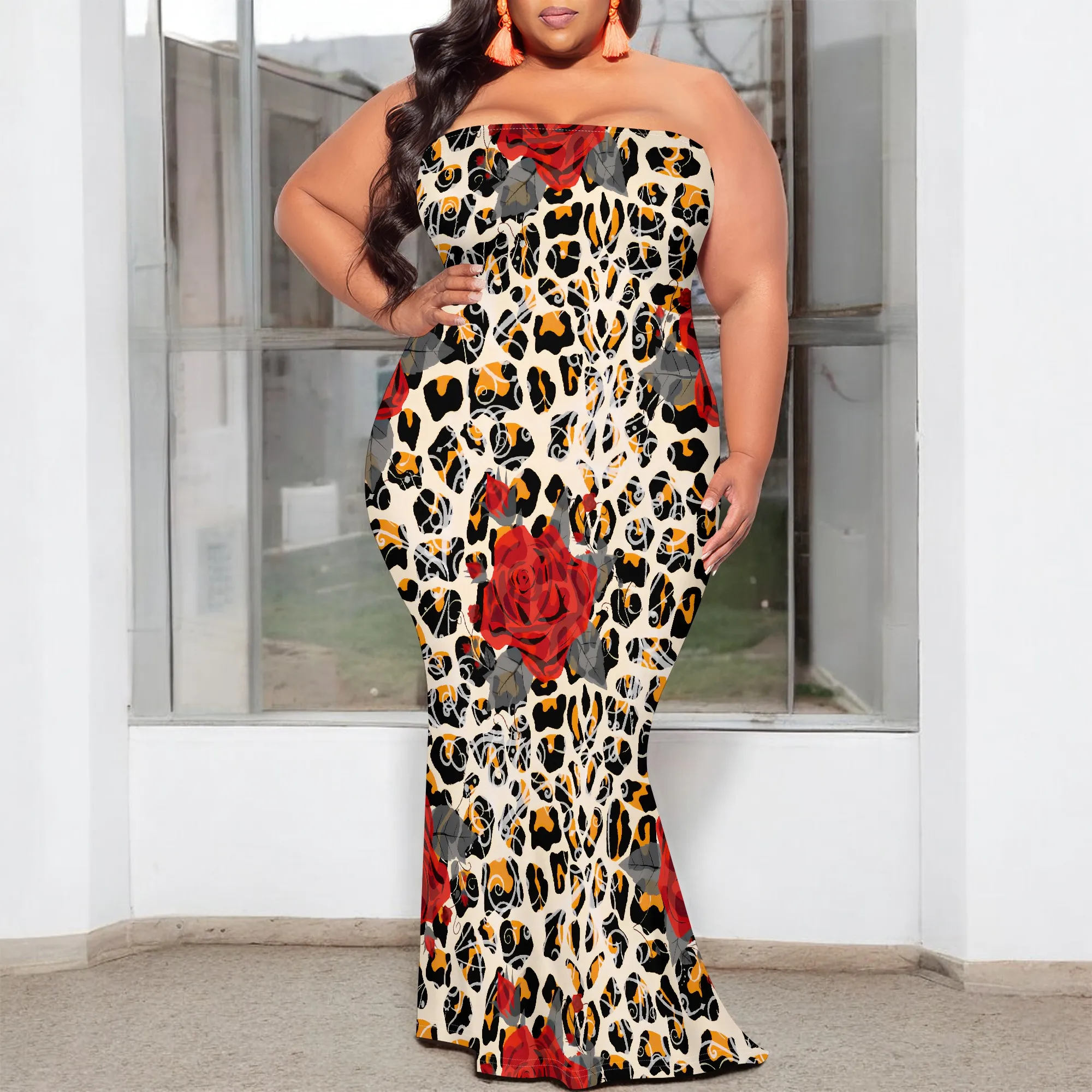 Plus Size Leopard Rose Tube Dress Strapless Bodycon Mermaid Maxi Valentine's Night Club Party Dress XL-6XL Sexy Elegant
Plus Size Leopard Rose Tube Dress Strapless Bodycon Mermaid Maxi Valentine's Night Club Party Dress XL-6XL Sexy Elegant