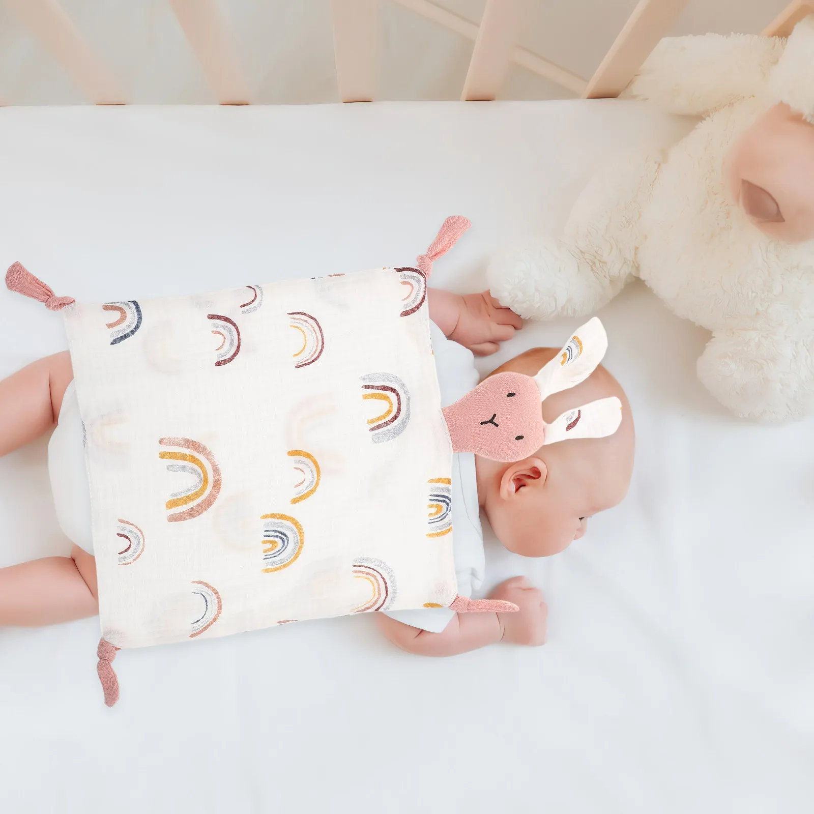 Baby Cotton Muslin Soothing Blanket Soft Breathable Bunny Shape Security Blanket Newborn Comfort for Boys Girls
Baby Cotton Muslin Soothing Blanket Soft Breathable Bunny Shape Security Blanket Newborn Comfort for Boys Girls