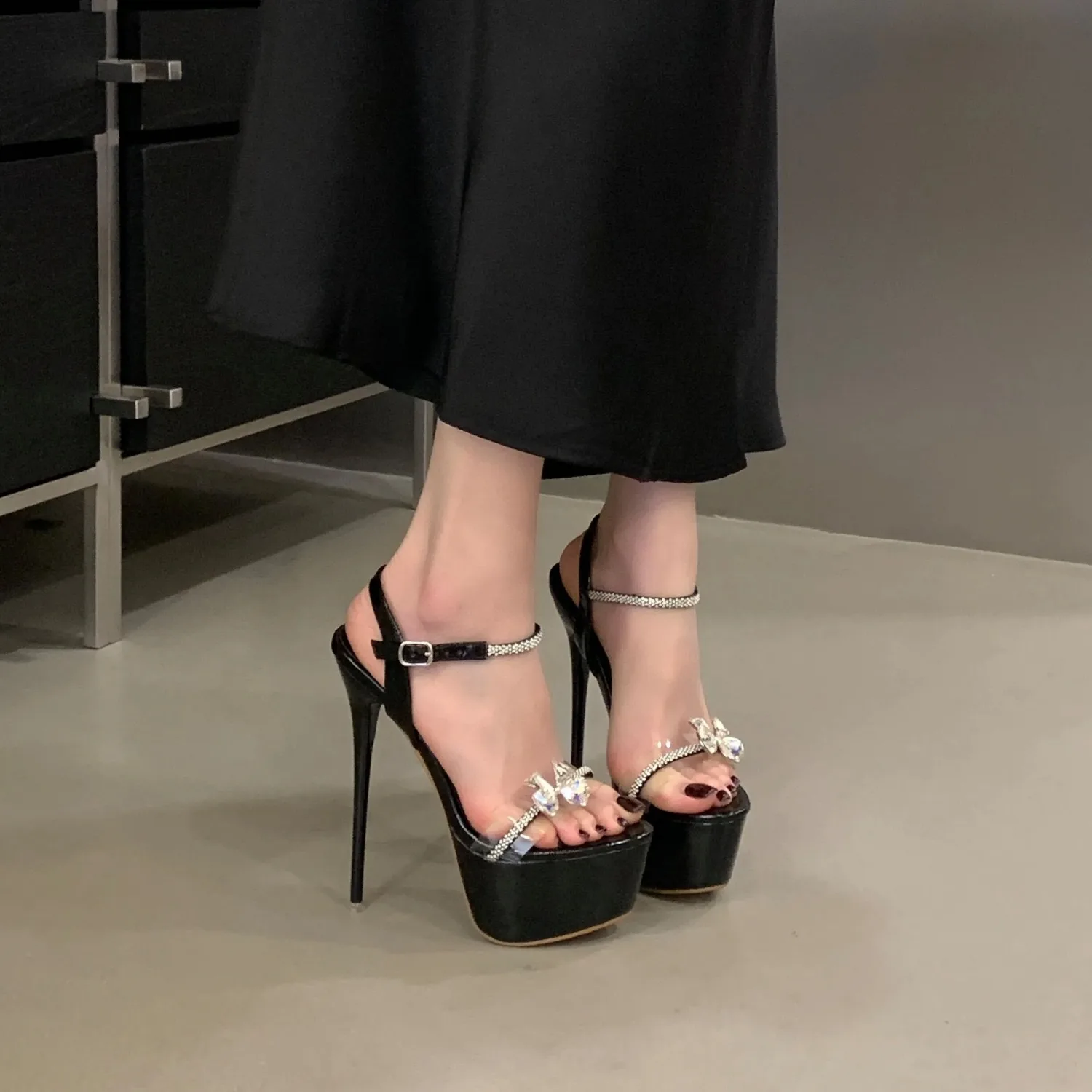 Black Rhinestone Bow Platform Ankle Strap 16cm Stiletto Sandals For Wedding Party Evening Dress Club Daily Fashion Outfit
Black Rhinestone Bow Platform Ankle Strap 16cm Stiletto Sandals For Wedding Party Evening Dress Club Daily Fashion Outfit