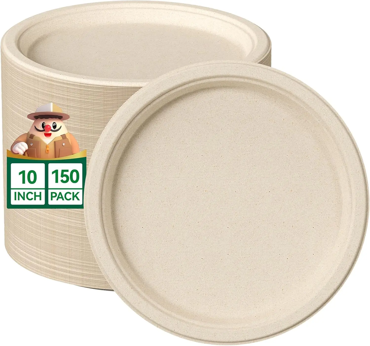 150 Pack 10 Inch Compostable Paper Plates, Heavy Duty Disposable Plates for Parties BBQs Picnics, Sugarcane Bagasse
150 Pack 10 Inch Compostable Paper Plates, Heavy Duty Disposable Plates for Parties BBQs Picnics, Sugarcane Bagasse