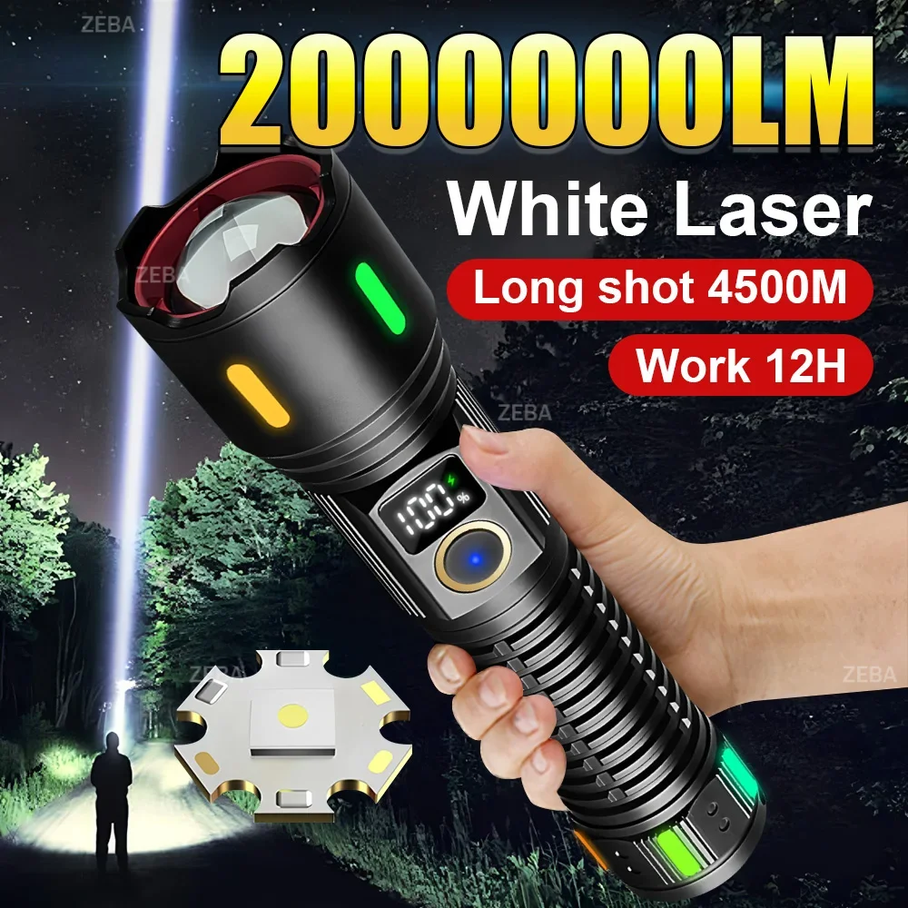 High Power Rechargeable LED Flashlight White Laser Power Bank Tactical Light Powerful Work lamp For Fishing Camping Accessories
High Power Rechargeable LED Flashlight White Laser Power Bank Tactical Light Powerful Work lamp For Fishing Camping Accessories