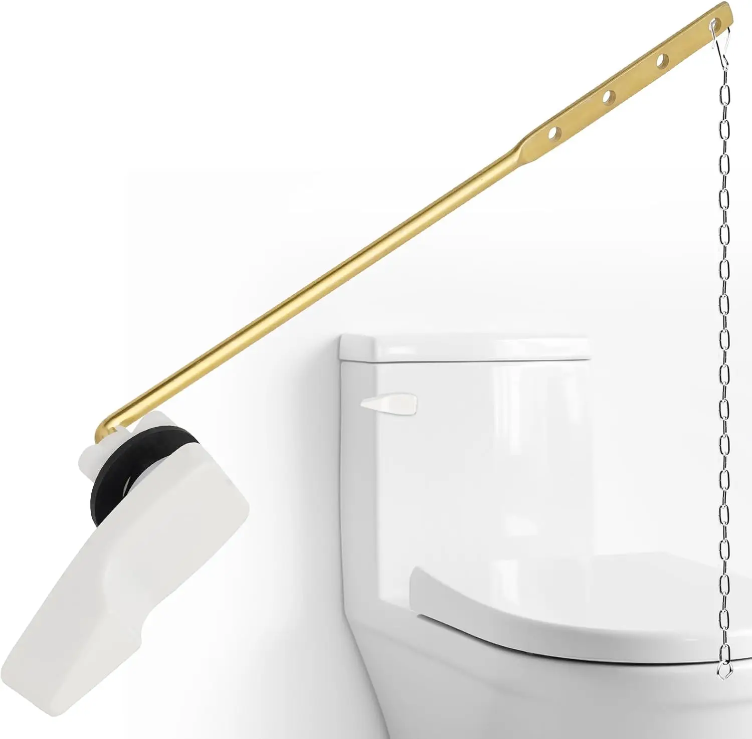 Universal White Metal Toilet Handle Replacement, Front Mount Flush Trip Lever with Stainless Steel Flapper Chain for Most
Universal White Metal Toilet Handle Replacement, Front Mount Flush Trip Lever with Stainless Steel Flapper Chain for Most