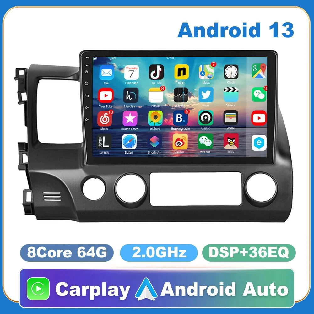 Беспроводной Carplay Android Auto автомобильный радиоприемник мультимедиа для Honda Civic 8 2005-2011 2012, автомобильная Android-видео стерео GPS 2din DVD
Беспроводной Carplay Android Auto автомобильный радиоприемник мультимедиа для Honda Civic 8 2005-2011 2012, автомобильная Android-видео стерео GPS 2din DVD