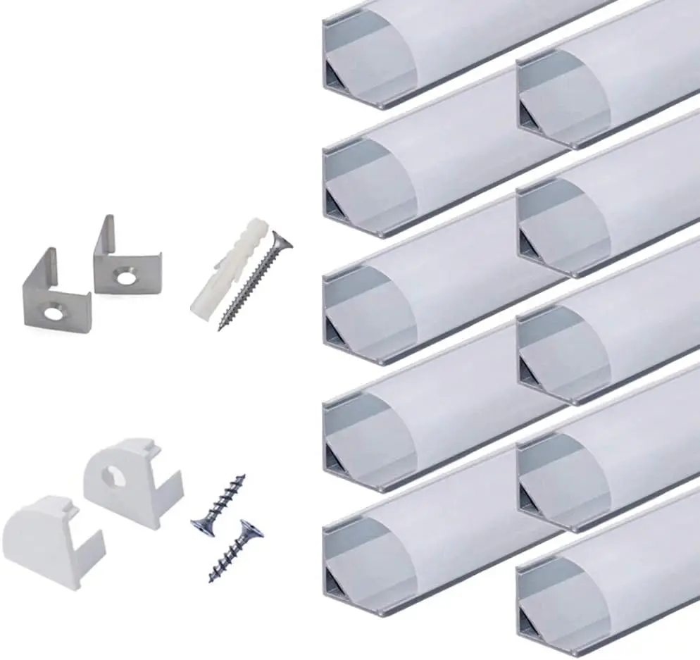 10-Pack 6.6ft V-Shape LED Aluminum Channel with Milky Cover, End Caps, Mounting Clips for Easy Strip Light Installation
10-Pack 6.6ft V-Shape LED Aluminum Channel with Milky Cover, End Caps, Mounting Clips for Easy Strip Light Installation