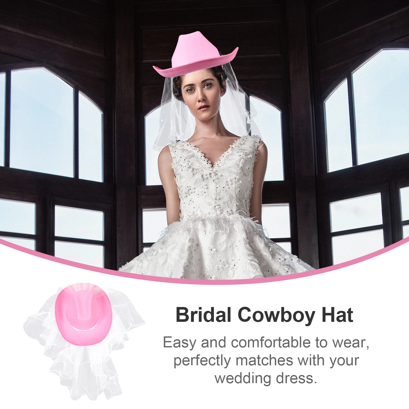 Elegant Pearl Veil Cowgirl Hat Bridal Wedding Accessory Trendy Bachelorette White Cowboy Hat for Women
Elegant Pearl Veil Cowgirl Hat Bridal Wedding Accessory Trendy Bachelorette White Cowboy Hat for Women