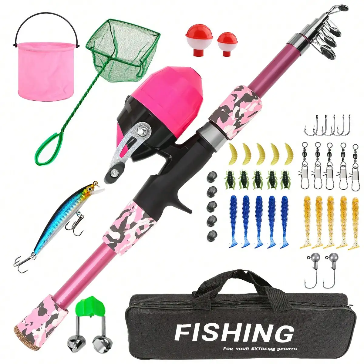 Telescopic collapsible fishing rod set matched with reel, easy push-button operation. Compact portable design, ideal beginner tackle kit for youth outdoor fishing
Telescopic collapsible fishing rod set matched with reel, easy push-button operation. Compact portable design, ideal beginner tackle kit for youth outdoor fishing