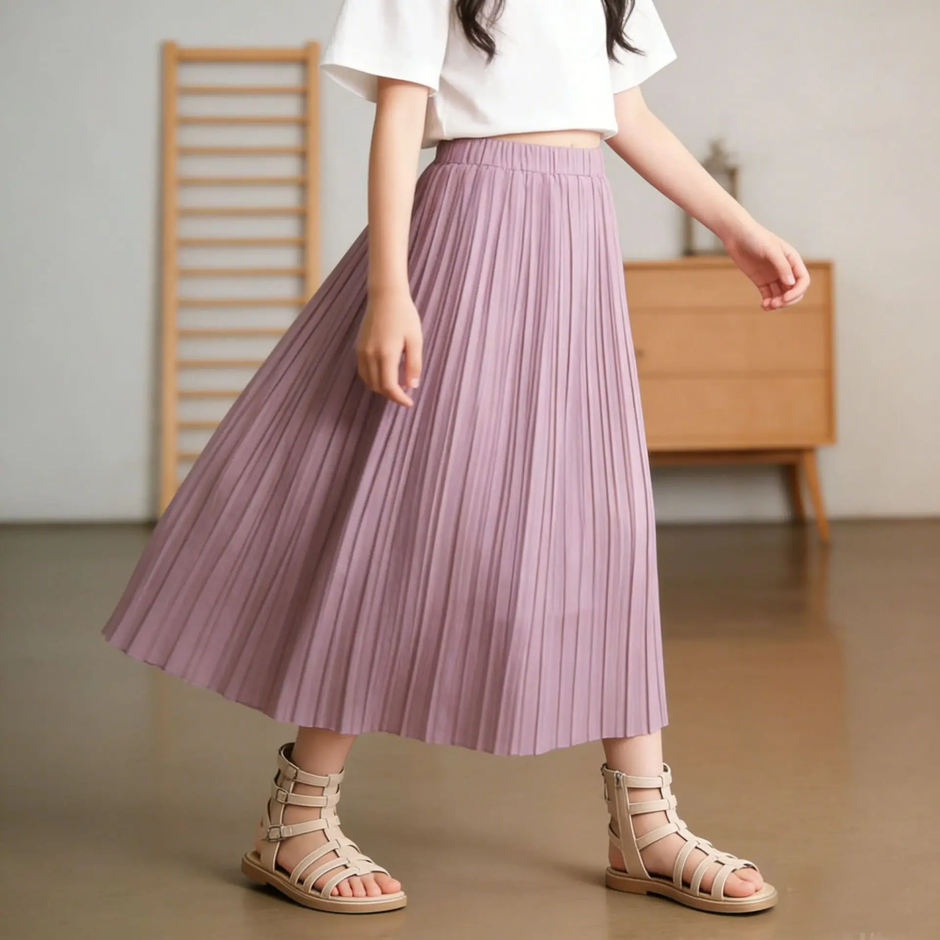 Girls Green Pleated Midi Skirt High Waist A-Line Casual Skirt for Kids Summer Daily Wear Vacation Elegant Children Bottoms 4-12Y
Girls Green Pleated Midi Skirt High Waist A-Line Casual Skirt for Kids Summer Daily Wear Vacation Elegant Children Bottoms 4-12Y