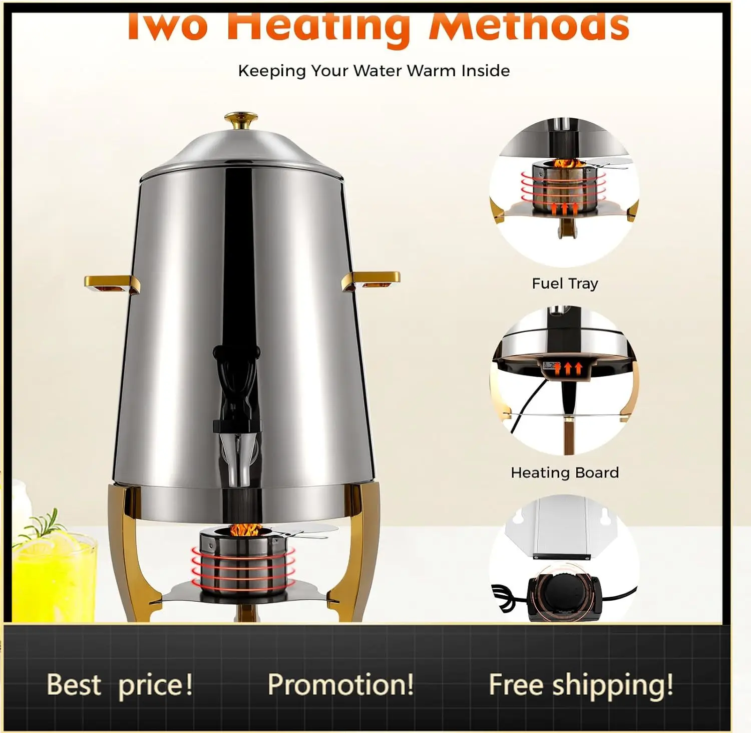 3.5 Gallon Hot Beverage Dispenser, Stainless Steel Coffee Urn Chafer w/Two Heating Methods, Hot Drinks Dispenser for Milk Coffee
3.5 Gallon Hot Beverage Dispenser, Stainless Steel Coffee Urn Chafer w/Two Heating Methods, Hot Drinks Dispenser for Milk Coffee