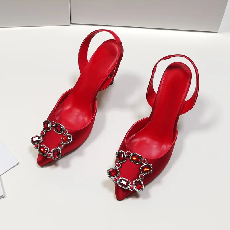 Red Diamond Buckle High Heels Rhinestone Pointed Toe Slip-On Stiletto Pumps Satin Large Size Custom Women Shoes Sandalias Mujer
Red Diamond Buckle High Heels Rhinestone Pointed Toe Slip-On Stiletto Pumps Satin Large Size Custom Women Shoes Sandalias Mujer