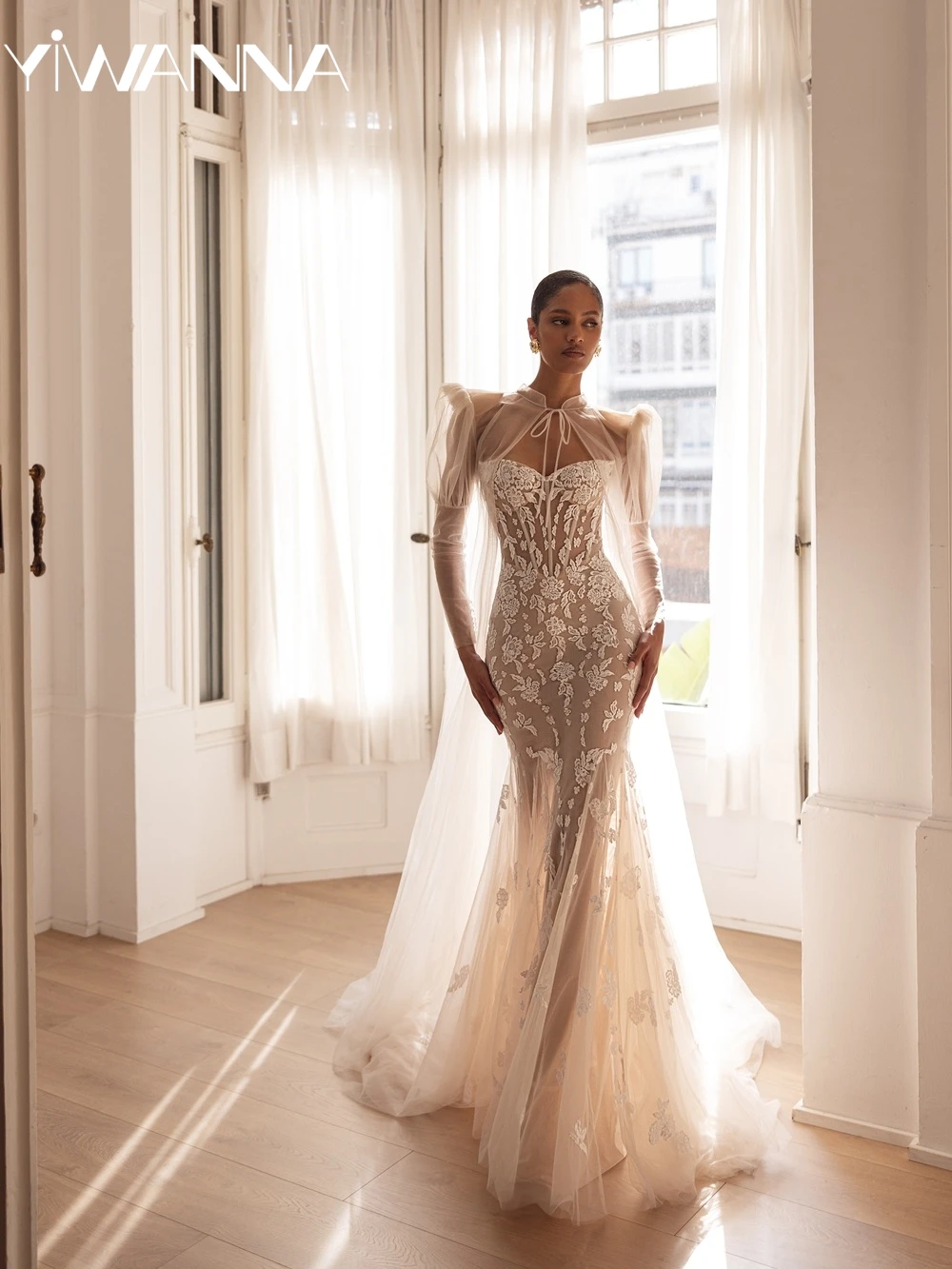 Dreamy Elegant Lace Appliques Wedding Dress With Cape Sweetheart Neck Bridal Gown Customized Illusion Mermaid Dresses For Bride
Dreamy Elegant Lace Appliques Wedding Dress With Cape Sweetheart Neck Bridal Gown Customized Illusion Mermaid Dresses For Bride