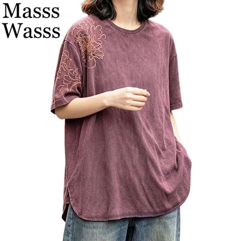 Masss Wasss Japanese Summer Clothes Women Fashion Embroidery Tshirts Loose Vintage Casual Tops Ladies Classic O Neck Cotton Tees
Masss Wasss Japanese Summer Clothes Women Fashion Embroidery Tshirts Loose Vintage Casual Tops Ladies Classic O Neck Cotton Tees