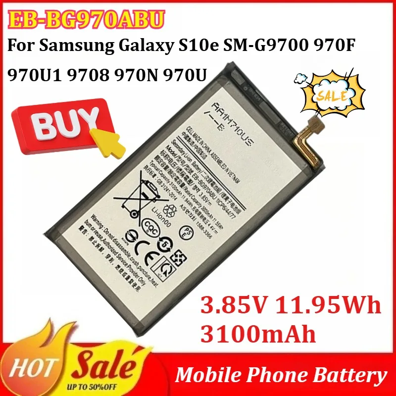New EB-BG970ABU 3.85V 11.95Wh 3100mAh Mobile Phone Battery for Samsung Galaxy S10e SM‑G9700 970F 970U1 9708 970N 970U
New EB-BG970ABU 3.85V 11.95Wh 3100mAh Mobile Phone Battery for Samsung Galaxy S10e SM‑G9700 970F 970U1 9708 970N 970U
