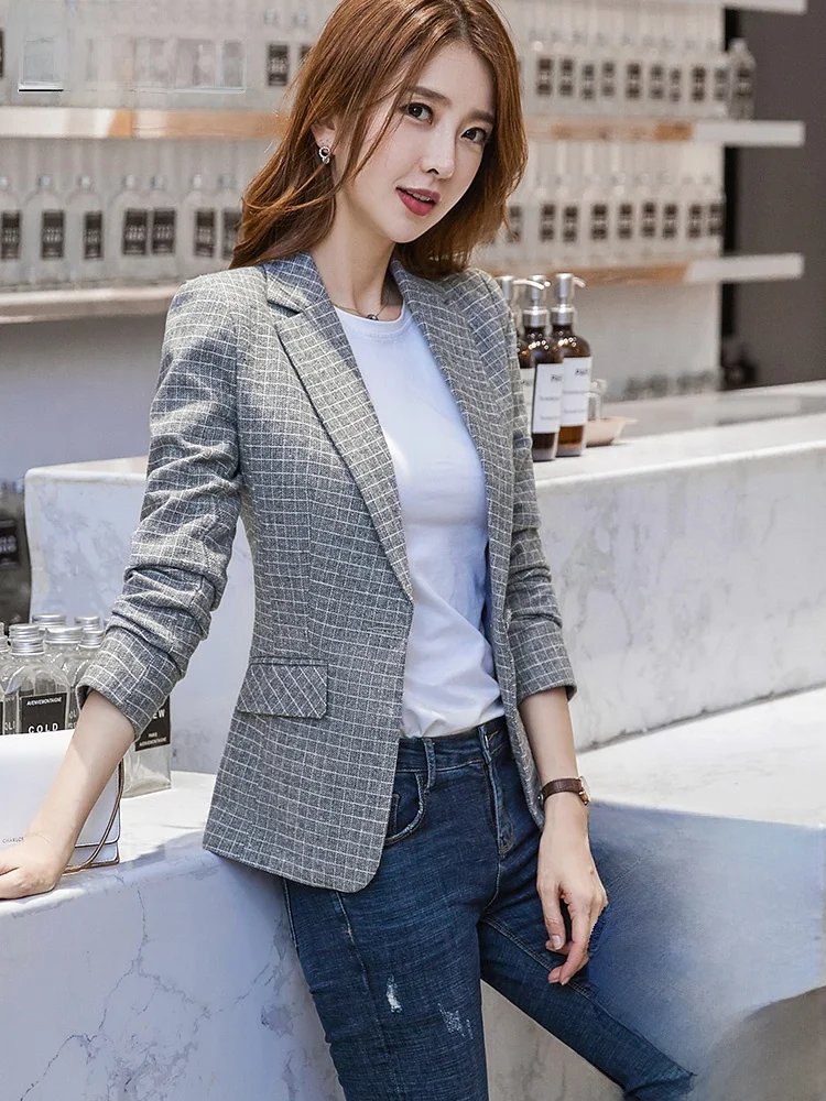 Retro Plaid Women's Suit Jacket Slim Fit Korean Style Spring Autumn New Design Sensation Small Audience Western Clothes Top
Retro Plaid Women's Suit Jacket Slim Fit Korean Style Spring Autumn New Design Sensation Small Audience Western Clothes Top