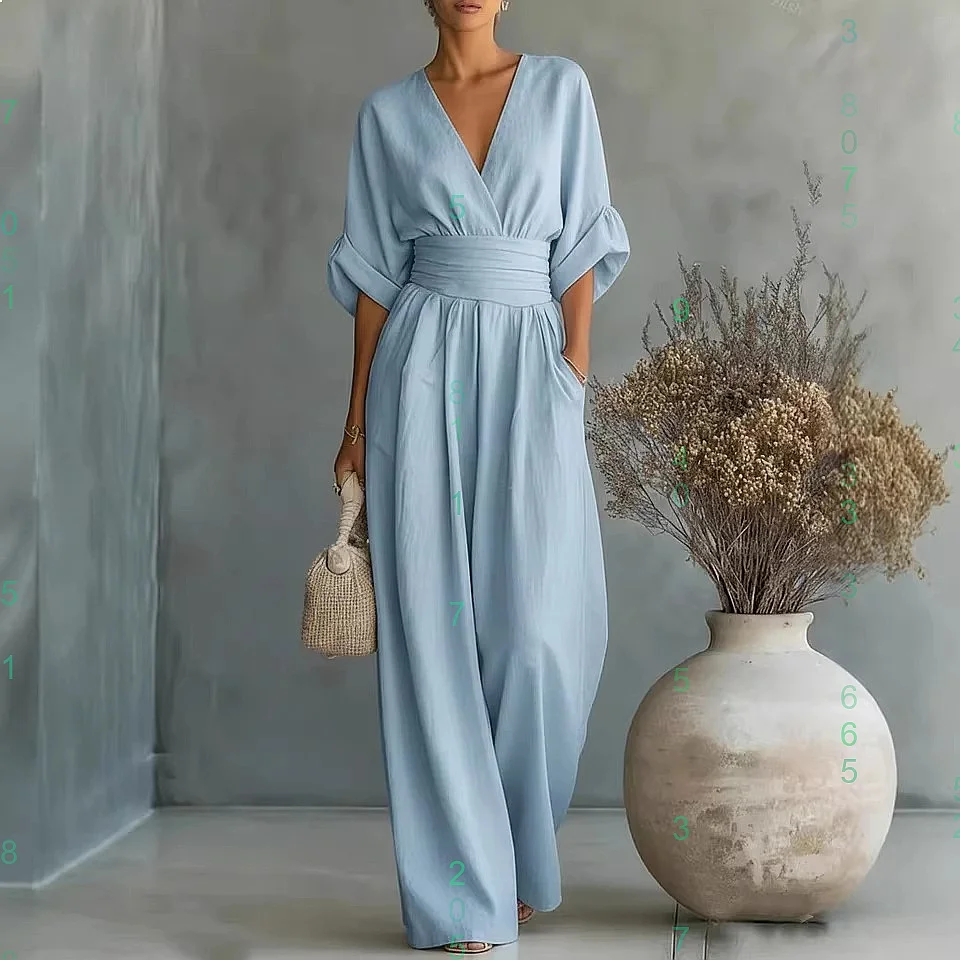 Spring Summer Elegant V Neck Waist Overall Jumpsuit Playsuit Matching Set
Spring Summer Elegant V Neck Waist Overall Jumpsuit Playsuit Matching Set