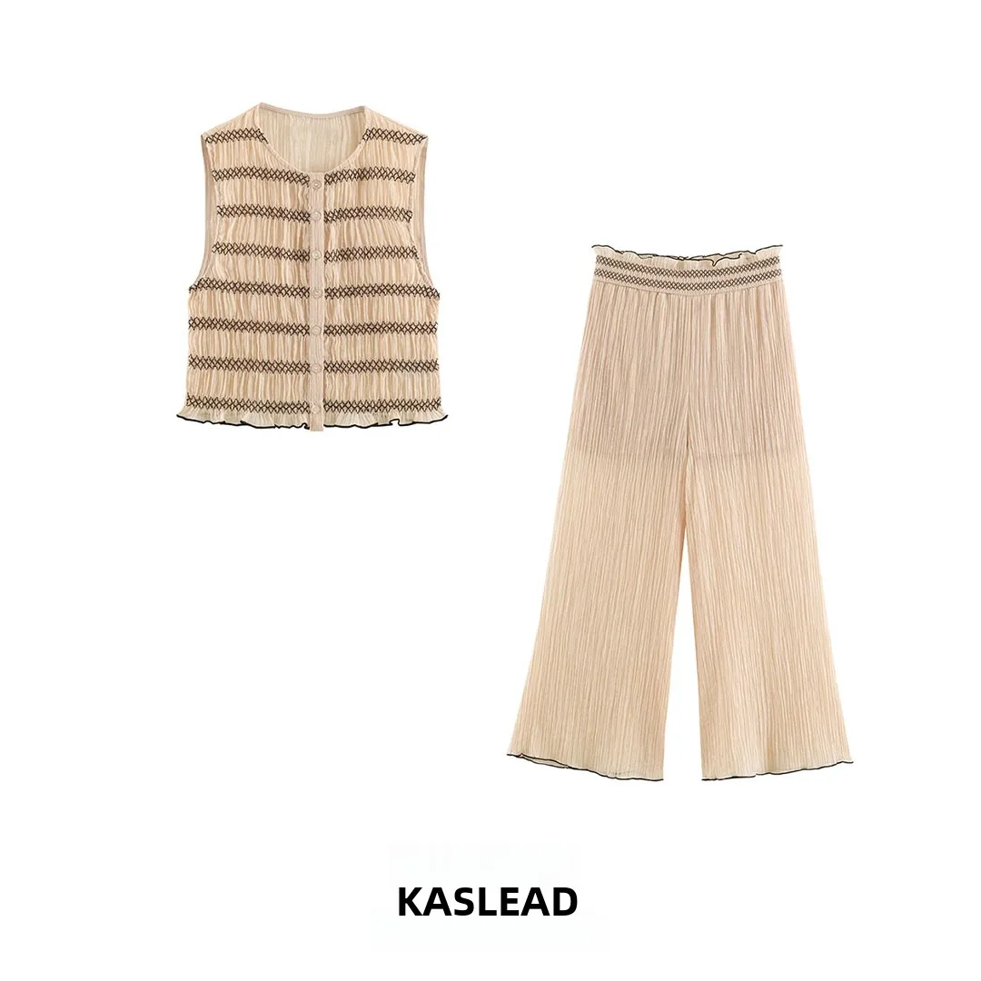 KASLEAD New Women's Fashion Set Vest Top Color Collision Stitching Long Pants Summer Stripe Pattern Brandless 2026 Summer Col...
KASLEAD New Women's Fashion Set Vest Top Color Collision Stitching Long Pants Summer Stripe Pattern Brandless 2026 Summer Col...