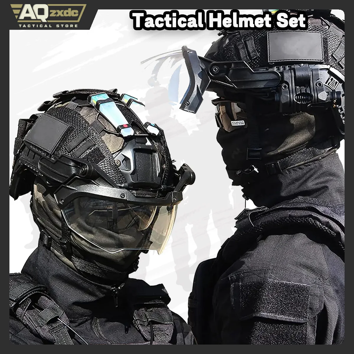 Fast Paintball Helmet, Tactical Protective Sets with Retractable Goggles & Military Flashlights & Signal Lights, for Paintball
Fast Paintball Helmet, Tactical Protective Sets with Retractable Goggles & Military Flashlights & Signal Lights, for Paintball