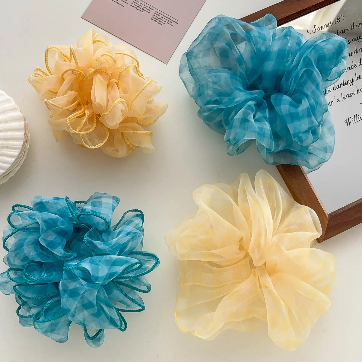 Organza Plaid Scrunchies Elastic Hair Band Korean Fashion Hair Rope Tie Ponytail Holder Rubber Band Hair Accessories Headdress
Organza Plaid Scrunchies Elastic Hair Band Korean Fashion Hair Rope Tie Ponytail Holder Rubber Band Hair Accessories Headdress