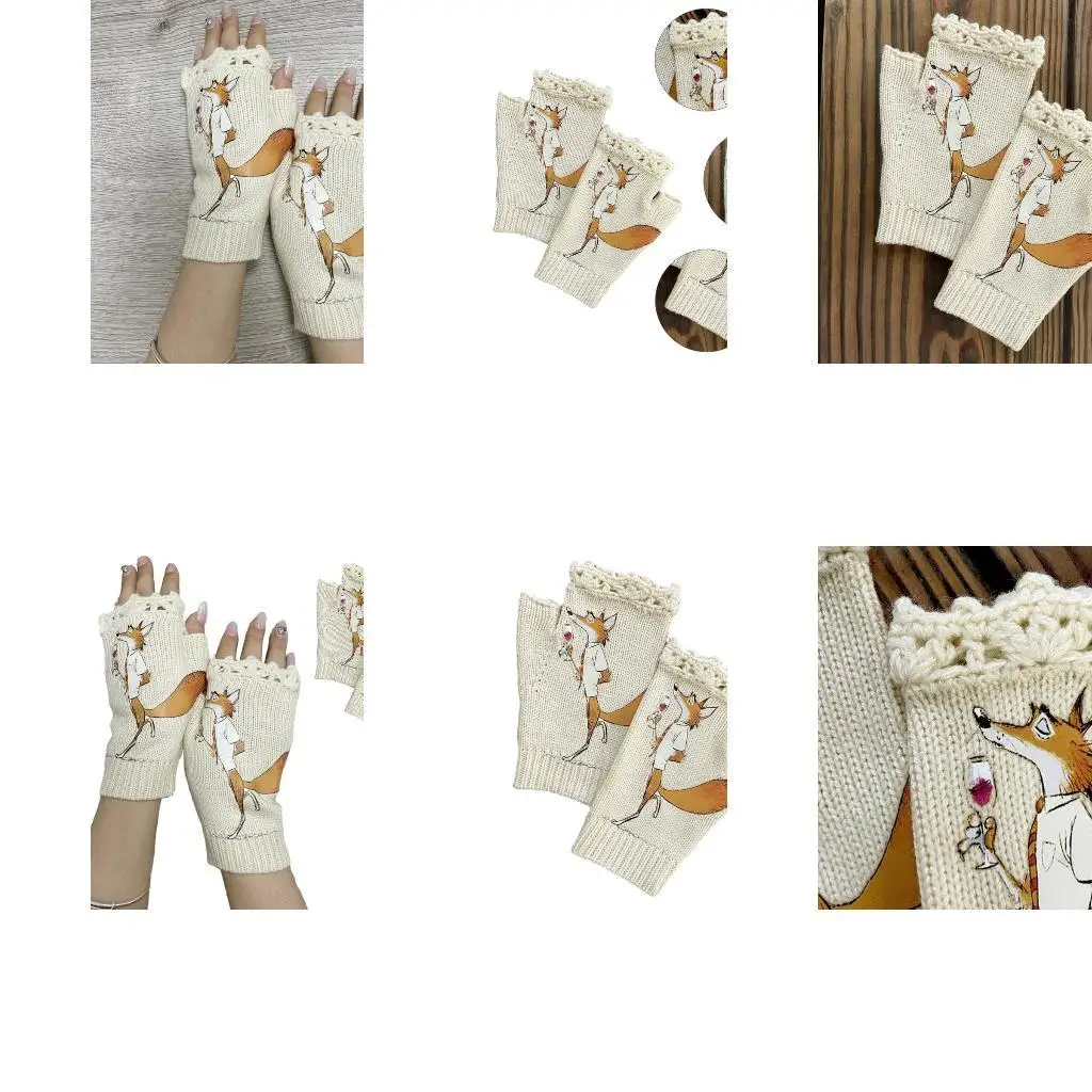 R1WE вязаные перчатки с мультяшным принтом лис, зимние варежки с половиной пальца, утепленные перчатки с сенсорным экраном для
R1WE вязаные перчатки с мультяшным принтом лис, зимние варежки с половиной пальца, утепленные перчатки с сенсорным экраном для