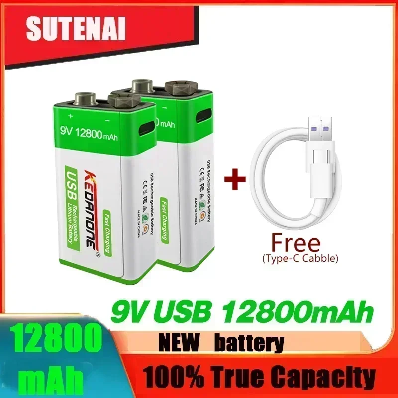 SU 12800mAh Type-C USB 9 Volt li-ion Rechargeable Battery 6F22 9V Li ion Lithium Battery for RC Helicopter Model Microphone Toy
SU 12800mAh Type-C USB 9 Volt li-ion Rechargeable Battery 6F22 9V Li ion Lithium Battery for RC Helicopter Model Microphone Toy