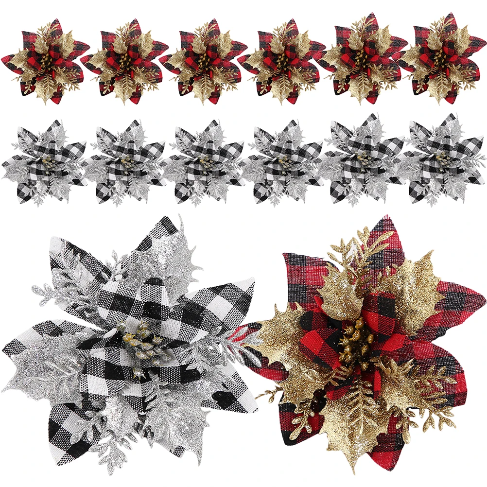 12pcs Christmas Tree Decor Artificial Flowers Decoration Ornaments Xmas Tree Wedding Gold Powder Fake Long Stem Festive
12pcs Christmas Tree Decor Artificial Flowers Decoration Ornaments Xmas Tree Wedding Gold Powder Fake Long Stem Festive