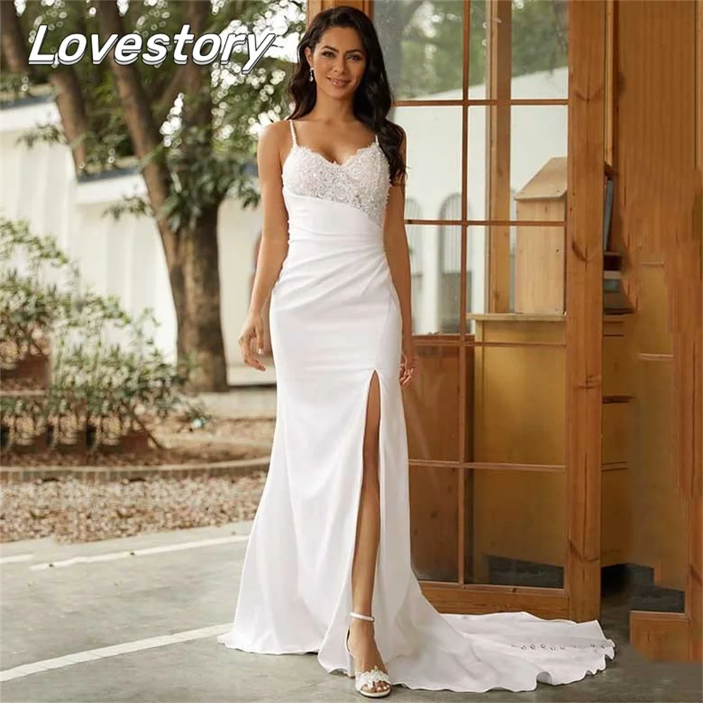 Boho Mermaid Wedding Dresses Sweetheart Neck Sleeveless Backless Bridal Gowns Sexy High Split Side Bride Robes Vestidos De Novia
Boho Mermaid Wedding Dresses Sweetheart Neck Sleeveless Backless Bridal Gowns Sexy High Split Side Bride Robes Vestidos De Novia