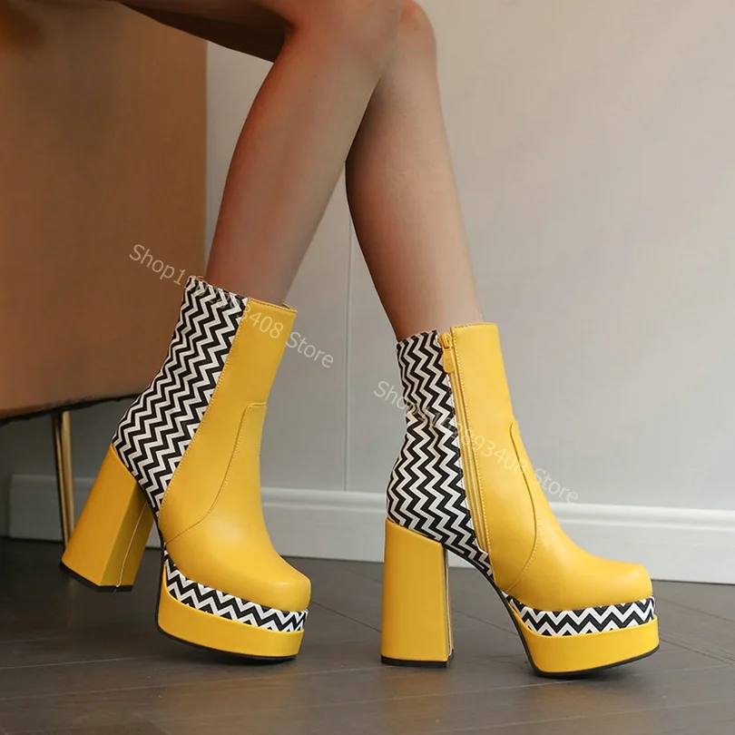Round Toe Platform Splicing Ankle Boots Side Zipper Solid Chunky High Heels Sexy Women Autumn Big Size Shoes Zapatos Para Mujere
Round Toe Platform Splicing Ankle Boots Side Zipper Solid Chunky High Heels Sexy Women Autumn Big Size Shoes Zapatos Para Mujere