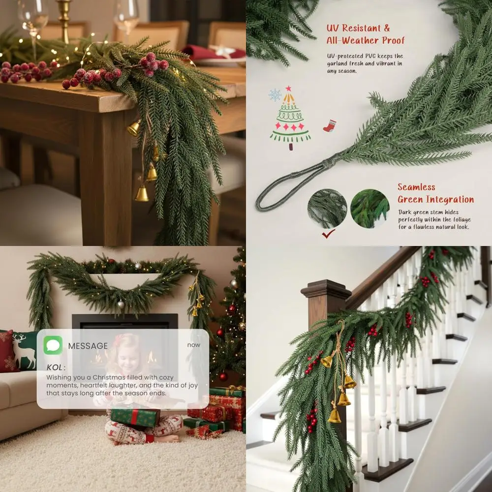 Artificial UV-Resistant 108in Norfolk Pine Garland, 9ft Real Touch Christmas Decoration, Indoor Outdoor Use
Artificial UV-Resistant 108in Norfolk Pine Garland, 9ft Real Touch Christmas Decoration, Indoor Outdoor Use