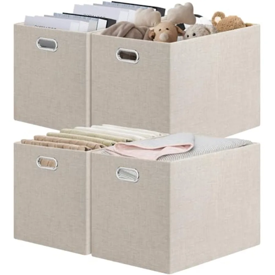 15.12"x12.13"x12.01" Storage Cube Bins, Linen Decorative Closet Storage Organizer for IKEA Kallax, 4 Pack Fabric Foldable Large
15.12"x12.13"x12.01" Storage Cube Bins, Linen Decorative Closet Storage Organizer for IKEA Kallax, 4 Pack Fabric Foldable Large