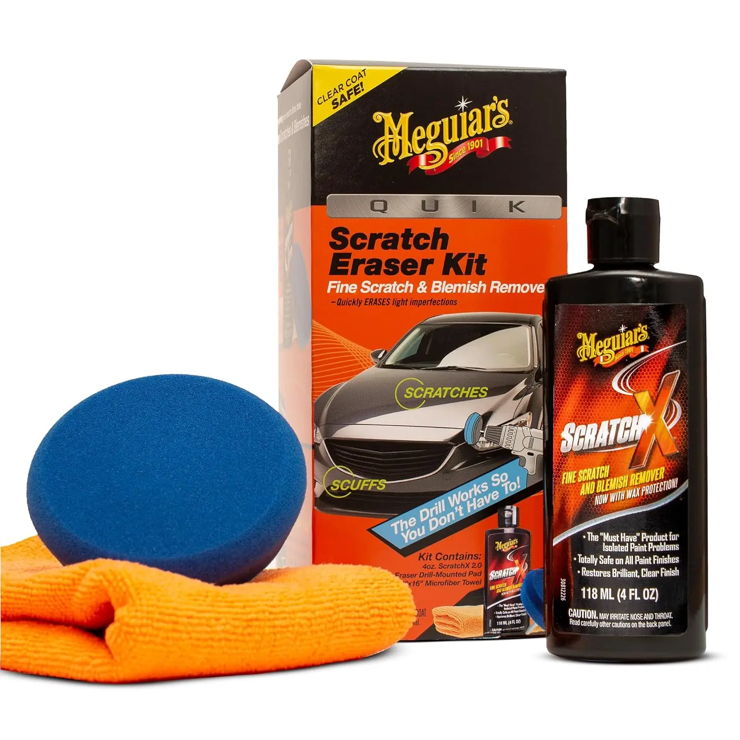 Car Scratch Remover Kit: Erase Scuffs & Blemishes with Drill, Microfiber Towel Included, 4 Count
Car Scratch Remover Kit: Erase Scuffs & Blemishes with Drill, Microfiber Towel Included, 4 Count