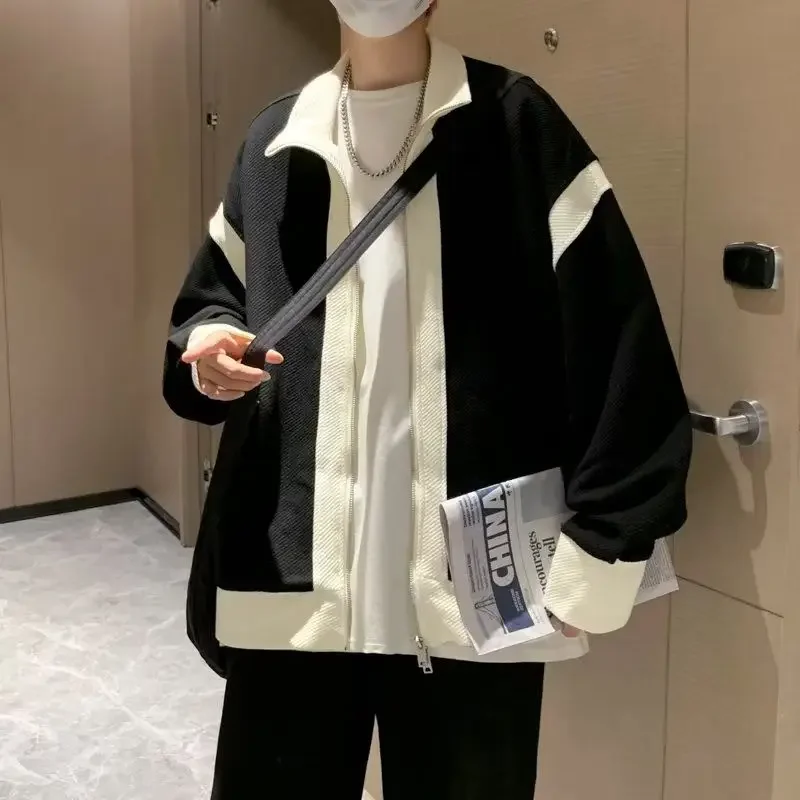 Autumn Winter Color Blocked Double Zipper Sweater Jacket Loose Fit HK Style Trendy Men's Knitwear
Autumn Winter Color Blocked Double Zipper Sweater Jacket Loose Fit HK Style Trendy Men's Knitwear