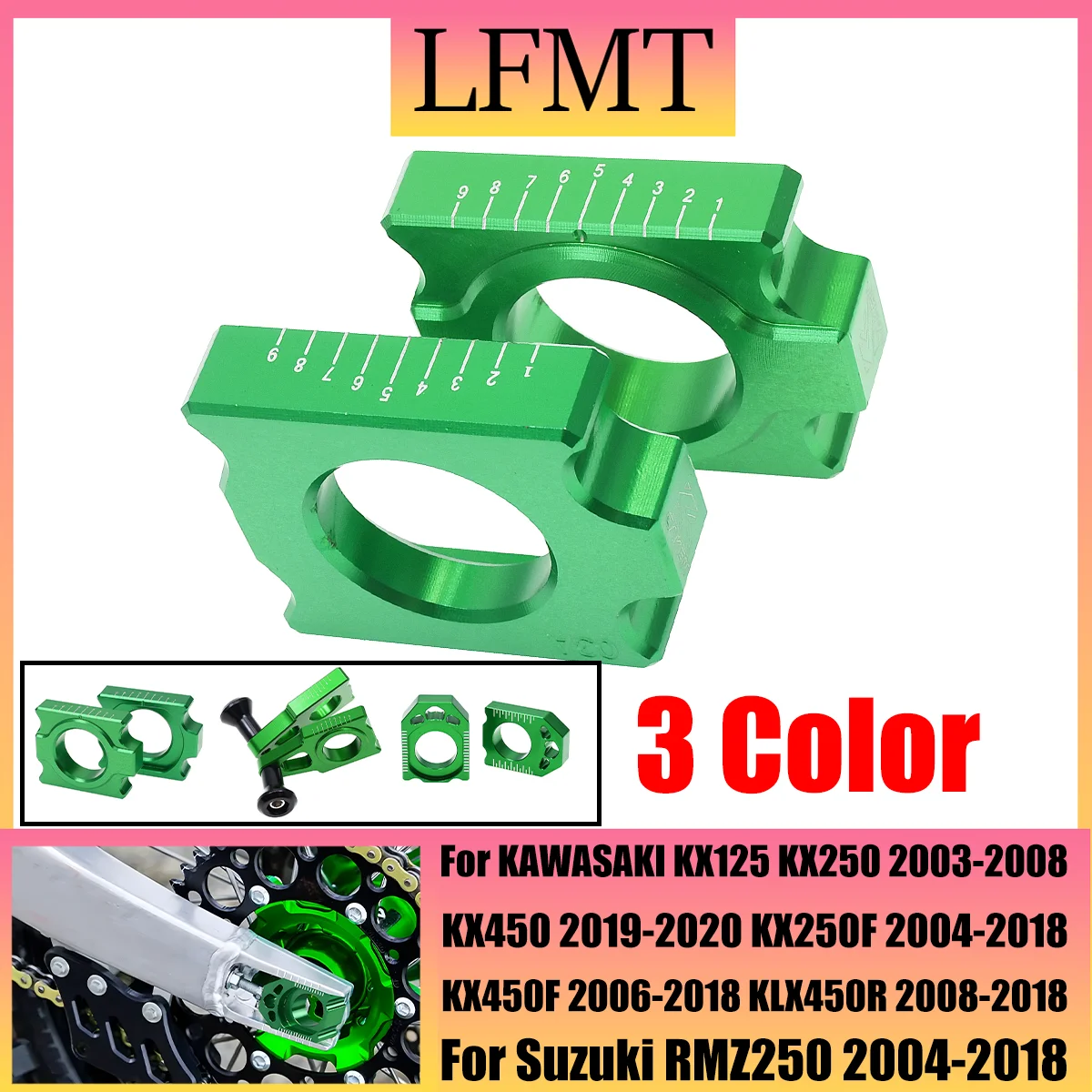 Chain Adjuster Regulator Sliders Motorcycle Axle Block Tensioner For KAWASAKI KX125 250 KX250F KXF 250 KX450F KXF 450 KLX450R
Chain Adjuster Regulator Sliders Motorcycle Axle Block Tensioner For KAWASAKI KX125 250 KX250F KXF 250 KX450F KXF 450 KLX450R