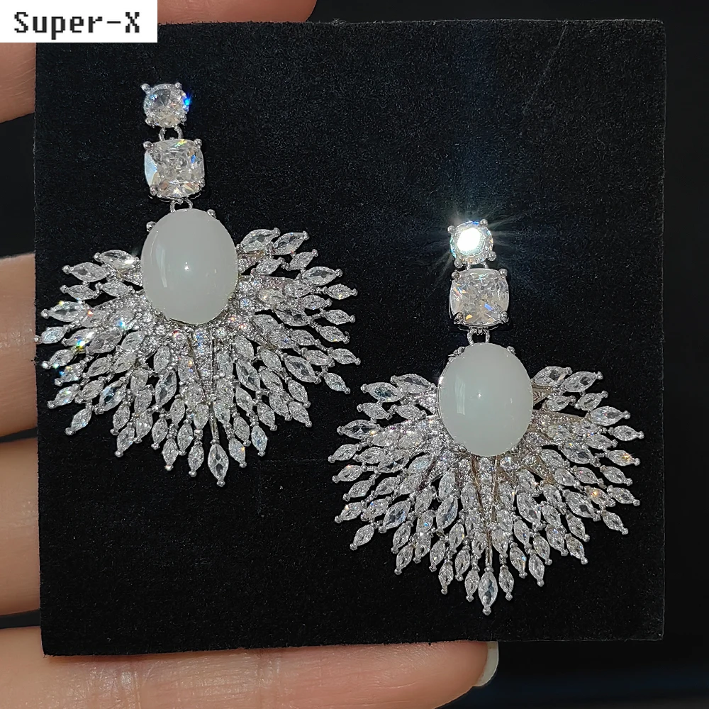 elegant white earrings for women luxury jewelry wedding evening party white zircon fan shaped pendant earrings
elegant white earrings for women luxury jewelry wedding evening party white zircon fan shaped pendant earrings