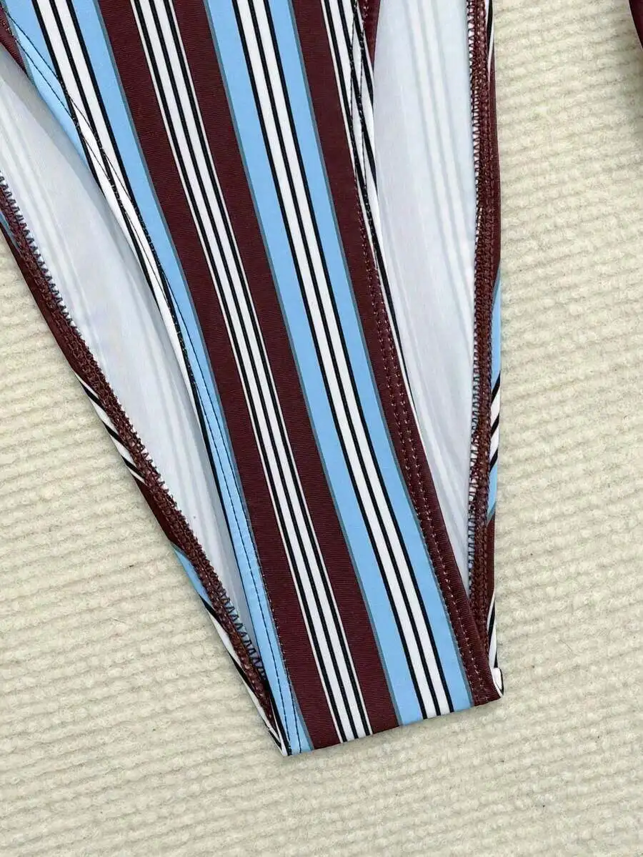 Striped Micro Triangle Side Tie Ruched 3 Piece Women Swimsuit Set
Striped Micro Triangle Side Tie Ruched 3 Piece Women Swimsuit Set