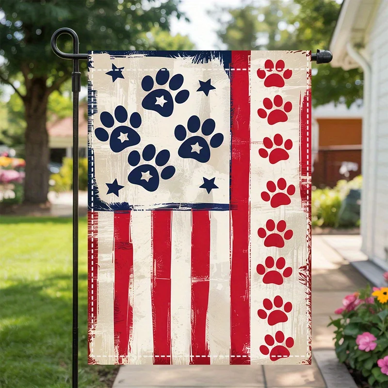 1pc 2D Flat American Flag with Paw Prints Double Sided Washable Outdoor Garden Flag Festive Yard Lawn Porch Home Decor
1pc 2D Flat American Flag with Paw Prints Double Sided Washable Outdoor Garden Flag Festive Yard Lawn Porch Home Decor