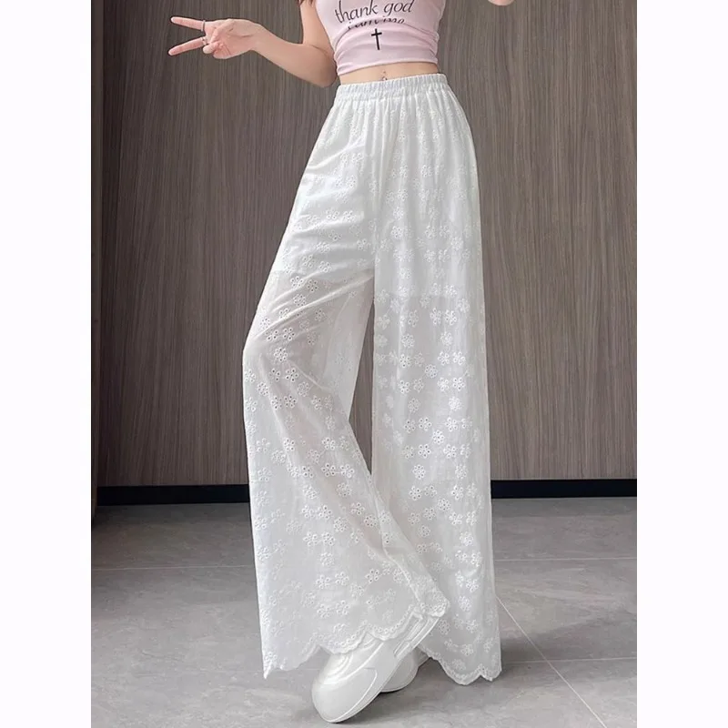 Lace Hollow Wide-leg Pants Women's Summer Thin Straight Casual Trousers
Lace Hollow Wide-leg Pants Women's Summer Thin Straight Casual Trousers
