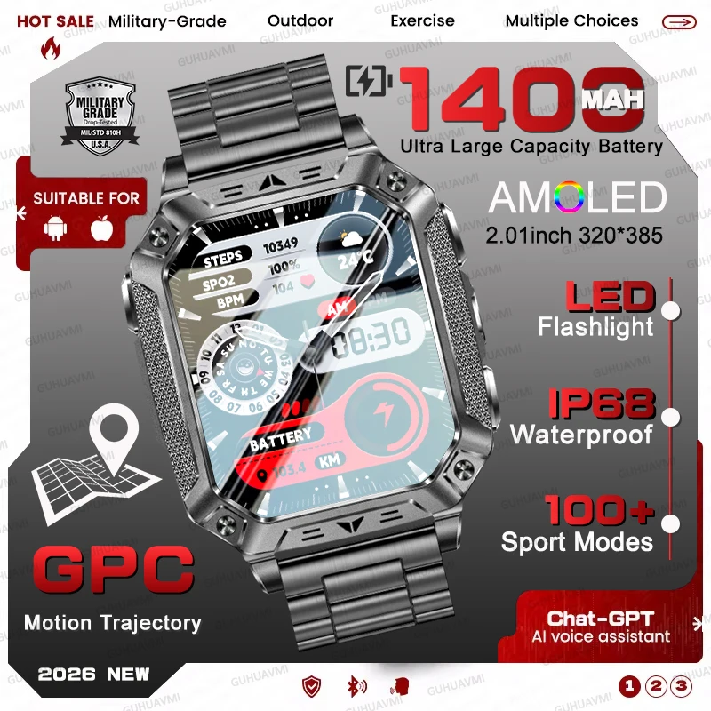  Умные часы TANK HOT Military с аккумулятором 1400 мАч, водонепроницаемые 5ATM, GPS, тактические, с LED-фонариком, SOS-вызовом, спортивные часы 202
Умные часы TANK HOT Military с аккумулятором 1400 мАч, водонепроницаемые 5ATM, GPS, тактические, с LED-фонариком, SOS-вызовом, спортивные часы 202