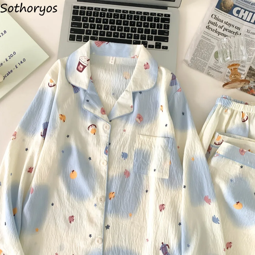 Cartoon Printed Pajama Sets Women Spring Autumn Various Colors Sweet Lovely Turn-down Collar Sleepwear Kawaii Leisure Lounge Pjs
Cartoon Printed Pajama Sets Women Spring Autumn Various Colors Sweet Lovely Turn-down Collar Sleepwear Kawaii Leisure Lounge Pjs