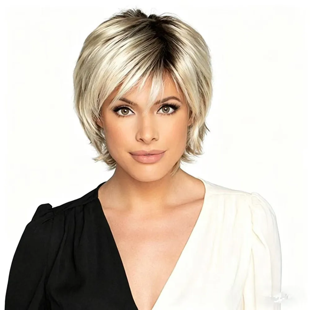 Short Pixie Cut Wig for Women Ombre Platinum Blonde Synthetic Hair Wig with Bangs Natural Layered Heat Resistant Wig for Daily
Short Pixie Cut Wig for Women Ombre Platinum Blonde Synthetic Hair Wig with Bangs Natural Layered Heat Resistant Wig for Daily