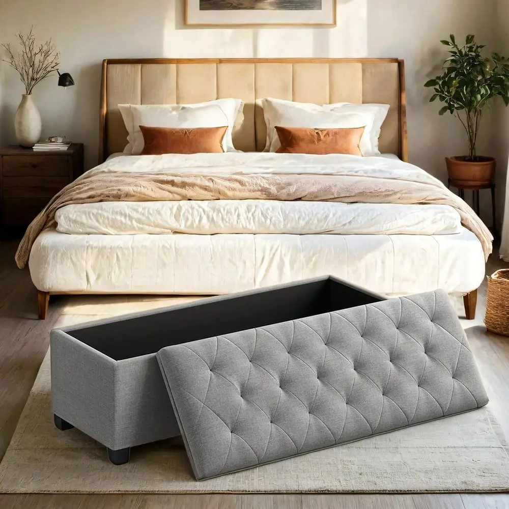 43.3 Storage Ottoman Bench, Foot Rest With Legs, Ottoman With Storage, Rectangle End Of Bed Bench, Storage Chest, Load To 66
43.3 Storage Ottoman Bench, Foot Rest With Legs, Ottoman With Storage, Rectangle End Of Bed Bench, Storage Chest, Load To 66