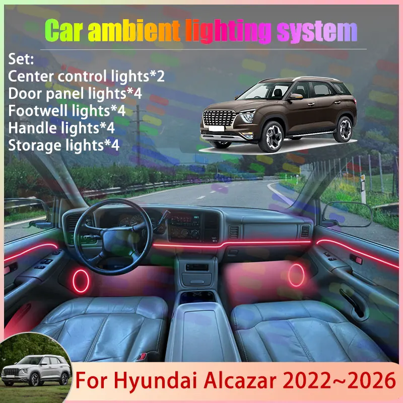 For Hyundai Alcazar 2022~2026 SU2i LWB PS7i Grand 2/18 in 1 Car Atmosphere Light Lamp RGB Shade Ensemble Streamer Atmosphere Set
For Hyundai Alcazar 2022~2026 SU2i LWB PS7i Grand 2/18 in 1 Car Atmosphere Light Lamp RGB Shade Ensemble Streamer Atmosphere Set
