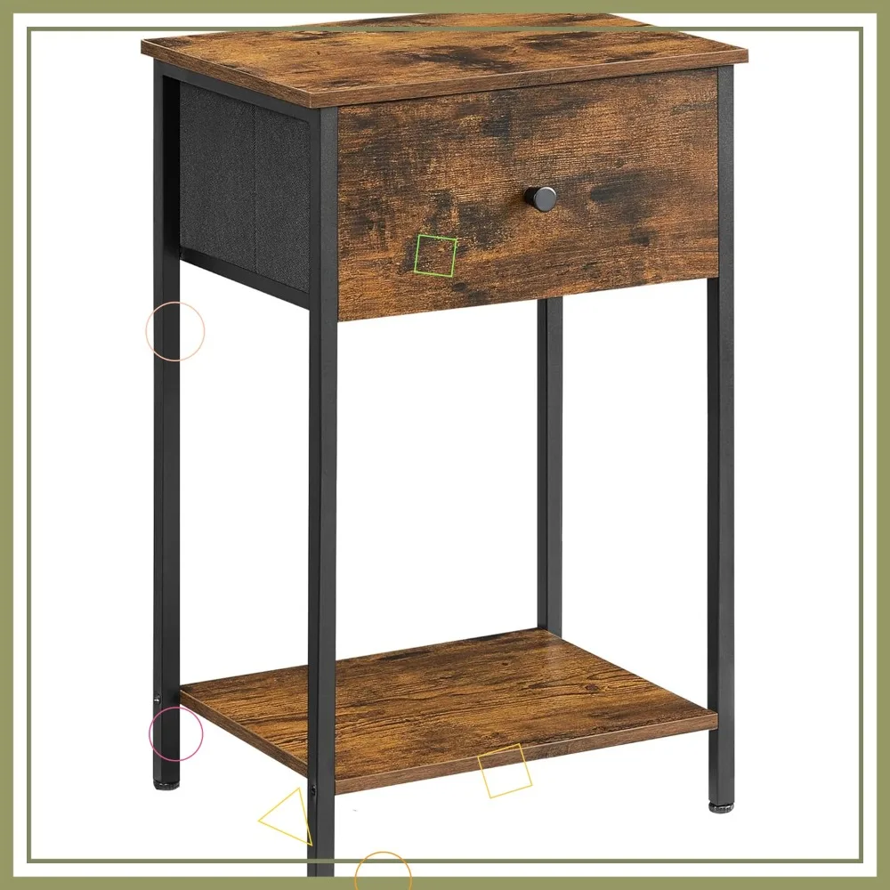 Коричневая тумбочка в деревенском стиле с тканевым ящиком, высокий торцевой столик высотой 24 дюйма с полкой для хранения для спальни
Коричневая тумбочка в деревенском стиле с тканевым ящиком, высокий торцевой столик высотой 24 дюйма с полкой для хранения для спальни