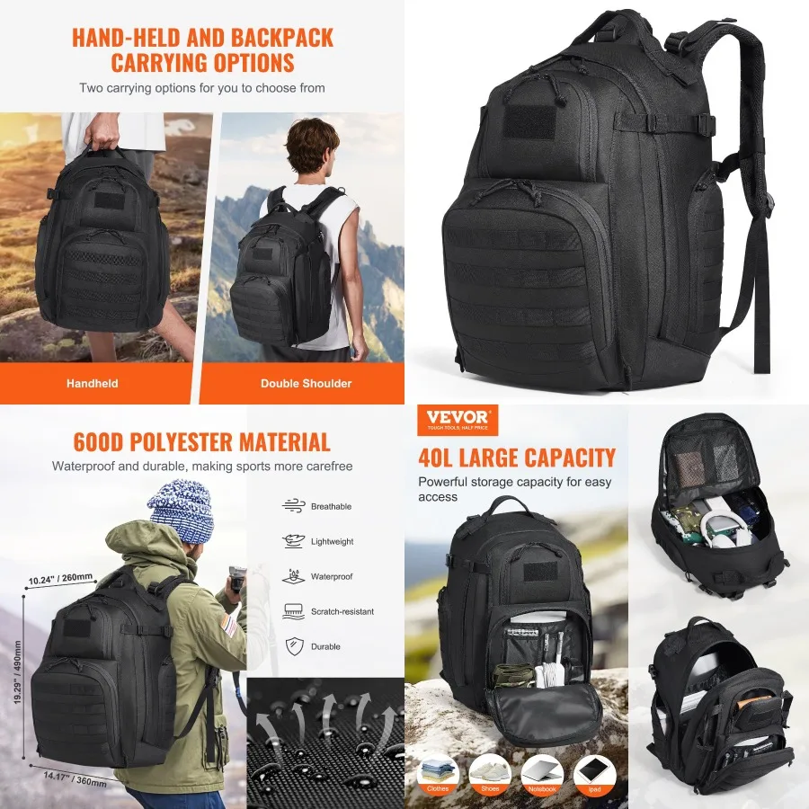 Тактический рюкзак Vevor, 40 л, военный рюкзак с режимом Molle и губкой, армейский штурмовой рюкзак, сумка Bug Out, кемпинг, треккинг
Тактический рюкзак Vevor, 40 л, военный рюкзак с режимом Molle и губкой, армейский штурмовой рюкзак, сумка Bug Out, кемпинг, треккинг