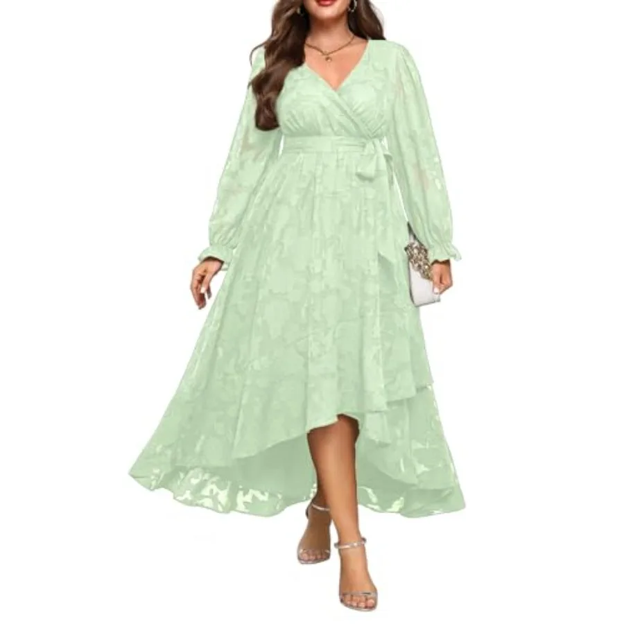Plus Size Dresses Wedding Guest - Fall Semi Formal Floral Long Sleeve Wrap V Neck High Low Maxi Dress with Belt Women
Plus Size Dresses Wedding Guest - Fall Semi Formal Floral Long Sleeve Wrap V Neck High Low Maxi Dress with Belt Women