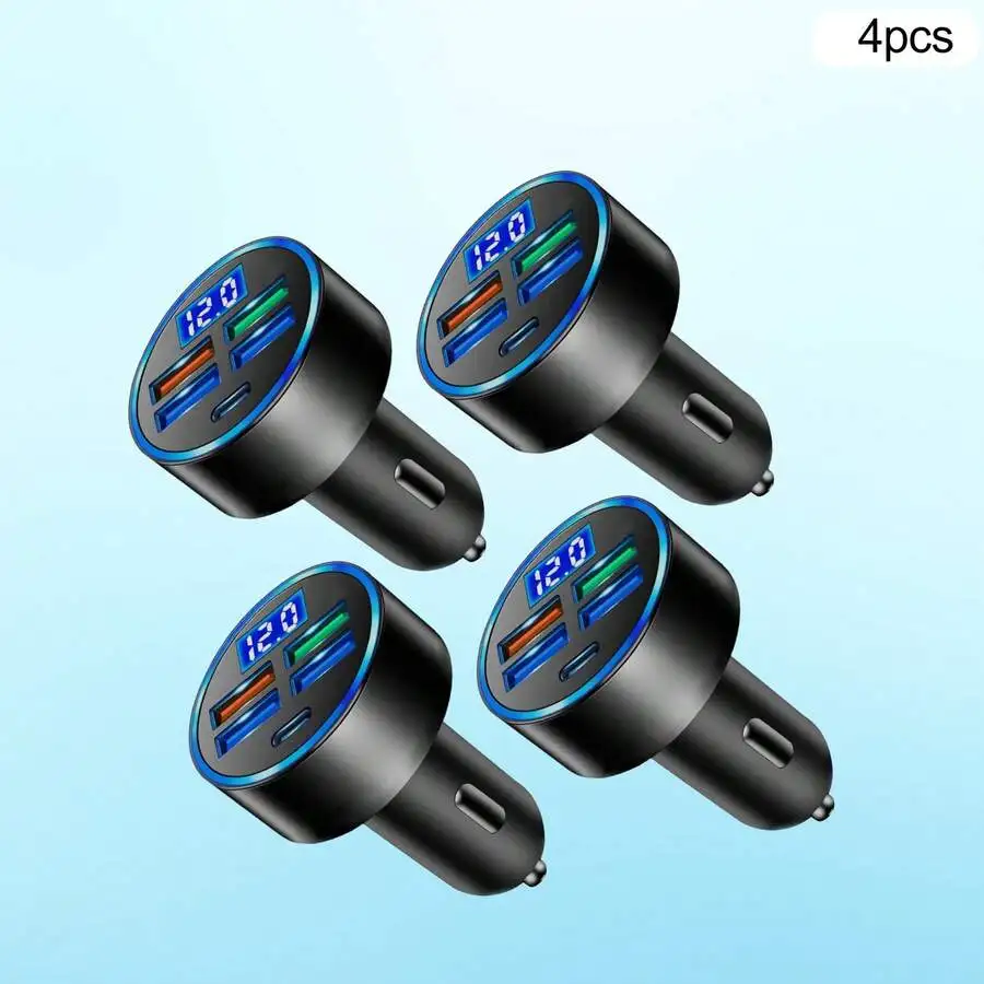 4-Pack Fast Charging Car Charger With USB-C And USB-A Ports LED Voltage Display For Smartphones Tablets
4-Pack Fast Charging Car Charger With USB-C And USB-A Ports LED Voltage Display For Smartphones Tablets