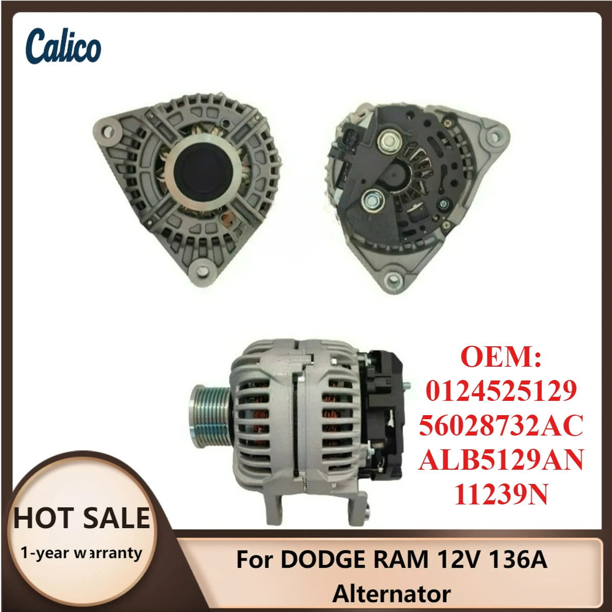 Premium Grade Suitable for DODGE RAM 12V 136A Alternator 0124525129 56028732AC ALB5129AN 11239N
Premium Grade Suitable for DODGE RAM 12V 136A Alternator 0124525129 56028732AC ALB5129AN 11239N